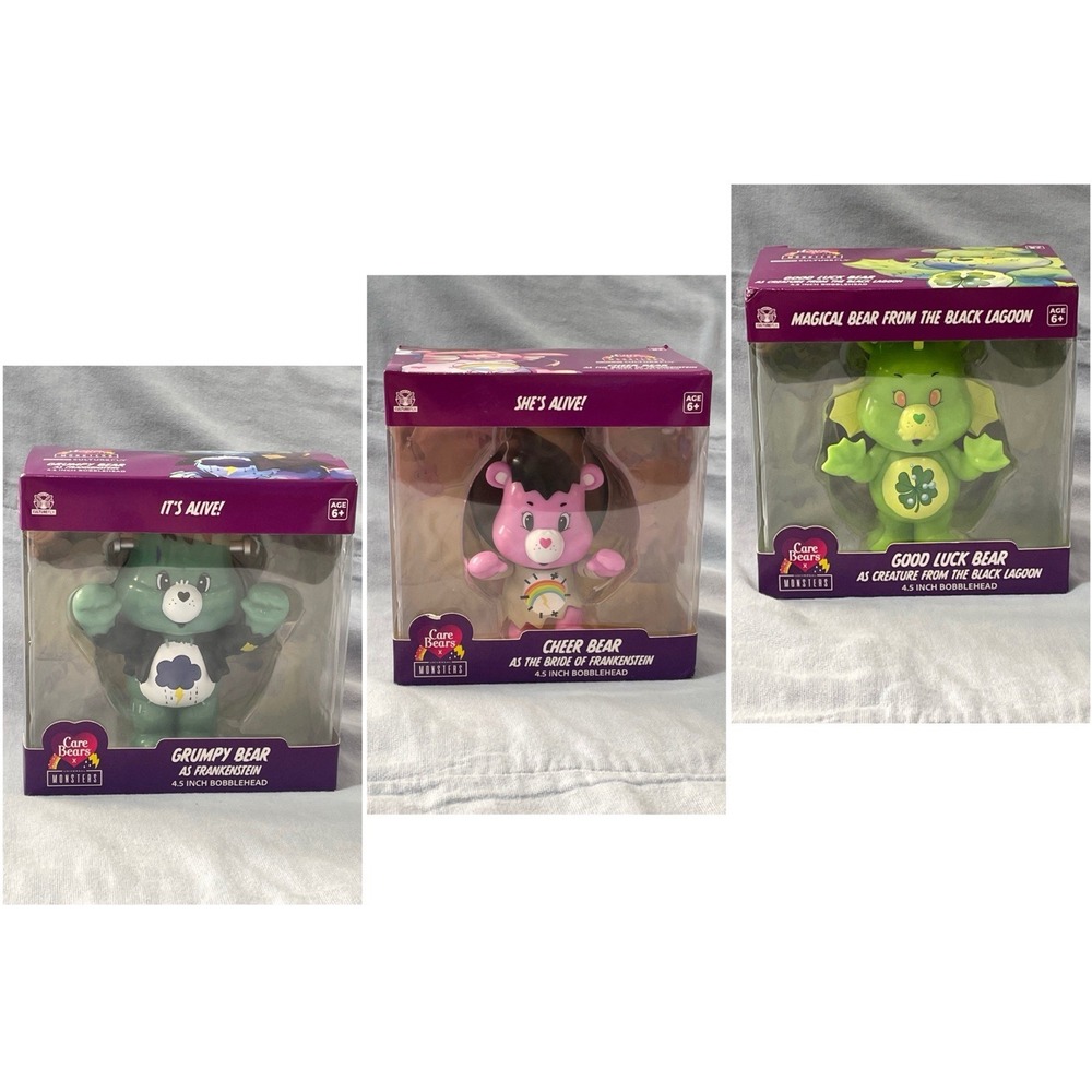 NEW Set of Care Bears X Universal Monsters - Good Luck, Cheer, & Grumpy Bear